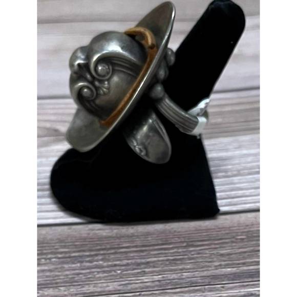 NEW ART BY AMY LABBE spoon hat ring in brushed silver - Picture 2 of 2